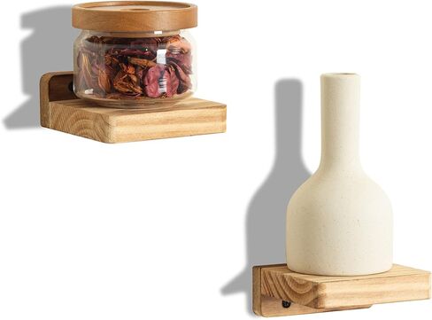 Freezing point Small Floating Shelf for Wall Set of 2 Natural Wood 4Inch Mini Wall Shelves Decor Plant Display Collectibles Mounted Kitchen Bathroom Bedroom Corner Decorative Storage Tiny Stand in Saudi Arabia