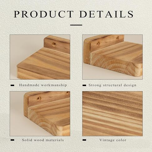Freezing point Small Floating Shelf for Wall Set of 2 Natural Wood 4Inch Mini Wall Shelves Decor Plant Display Collectibles Mounted Kitchen Bathroom Bedroom Corner Decorative Storage Tiny Stand in Saudi Arabia