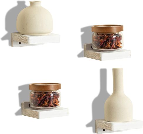 Freezing point Small Floating Shelf for Wall Set of 2 Natural Wood 4Inch Mini Wall Shelves Decor Plant Display Collectibles Mounted Kitchen Bathroom Bedroom Corner Decorative Storage Tiny Stand in Saudi Arabia