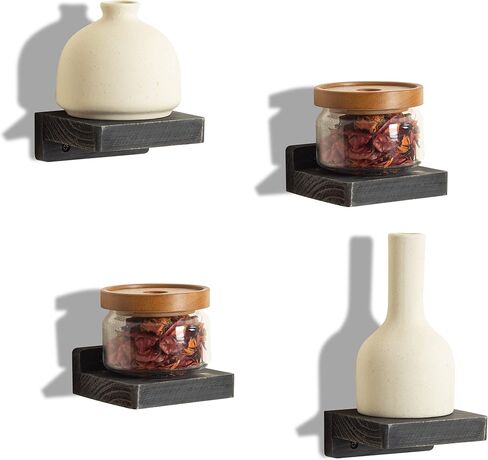 Freezing point Small Floating Shelf for Wall Set of 2 Natural Wood 4Inch Mini Wall Shelves Decor Plant Display Collectibles Mounted Kitchen Bathroom Bedroom Corner Decorative Storage Tiny Stand in Saudi Arabia