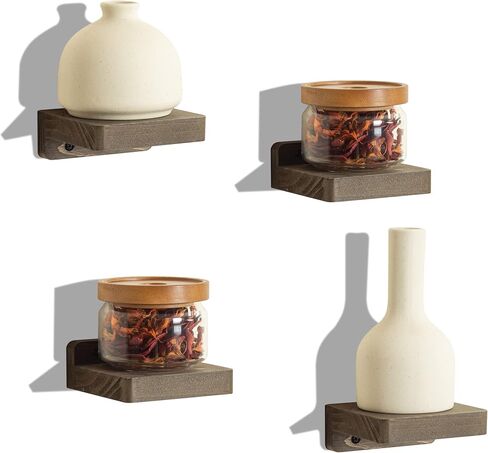 Freezing point Small Floating Shelf for Wall Set of 2 Natural Wood 4Inch Mini Wall Shelves Decor Plant Display Collectibles Mounted Kitchen Bathroom Bedroom Corner Decorative Storage Tiny Stand in Saudi Arabia