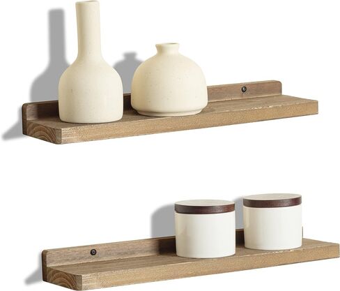 Freezing point Small Floating Shelf for Wall Set of 2 Natural Wood 4Inch Mini Wall Shelves Decor Plant Display Collectibles Mounted Kitchen Bathroom Bedroom Corner Decorative Storage Tiny Stand in Saudi Arabia