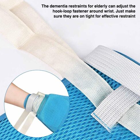 Restraint Gloves for Elderly Dementia Patients, Anti Scratch Safety Mittens with Adjustable Straps, Breathable Mesh Hand Restraints for Preventing Pulling IV Tubes （1 Pair） in Saudi Arabia