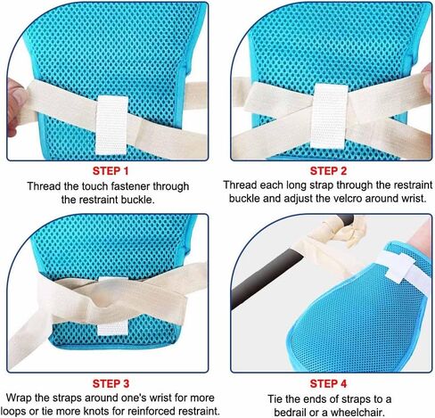 Restraint Gloves for Elderly Dementia Patients, Anti Scratch Safety Mittens with Adjustable Straps, Breathable Mesh Hand Restraints for Preventing Pulling IV Tubes （1 Pair） in Saudi Arabia