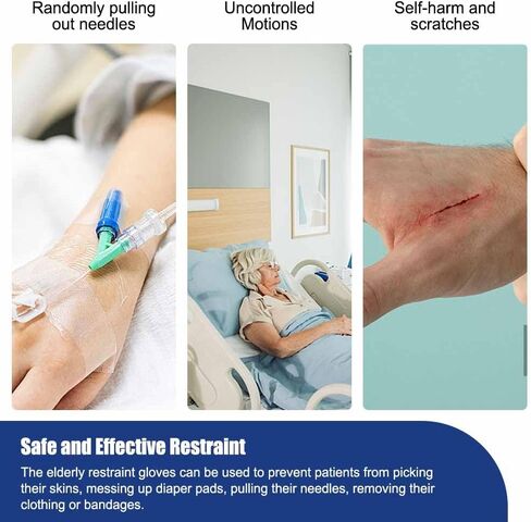 Restraint Gloves for Elderly Dementia Patients, Anti Scratch Safety Mittens with Adjustable Straps, Breathable Mesh Hand Restraints for Preventing Pulling IV Tubes （1 Pair） in Saudi Arabia