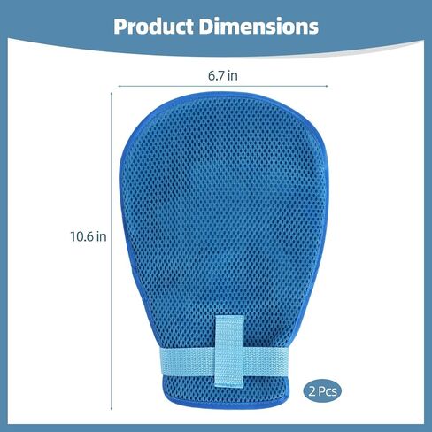 2 Pcs Restraint Gloves for Elderly, Anti-Scratch Mitts with Zipper Opening, Extended Straps and Finger Loops, Anti-Scratch Board Hand Gloves Protector, 6.7 x 10.6 in in Saudi Arabia