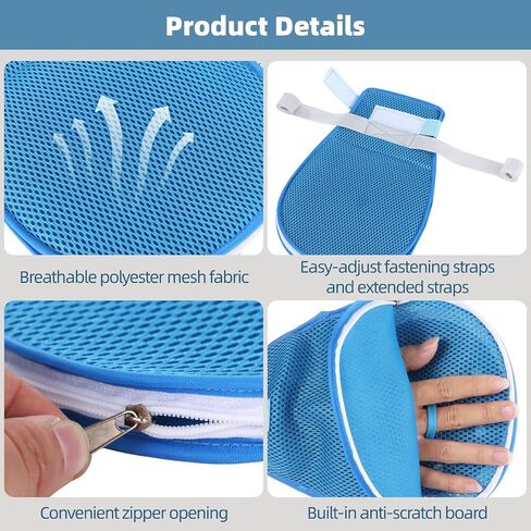 2 Pcs Restraint Gloves for Elderly, Anti-Scratch Mitts with Zipper Opening, Extended Straps and Finger Loops, Anti-Scratch Board Hand Gloves Protector, 6.7 x 10.6 in in Saudi Arabia