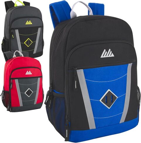 Summit Ridge 24 Pack Bulk Reflective Backpacks with Pockets, 17" Backpacks for Homeless Adults, Nonprofit (Male Colors Pack) in Saudi Arabia