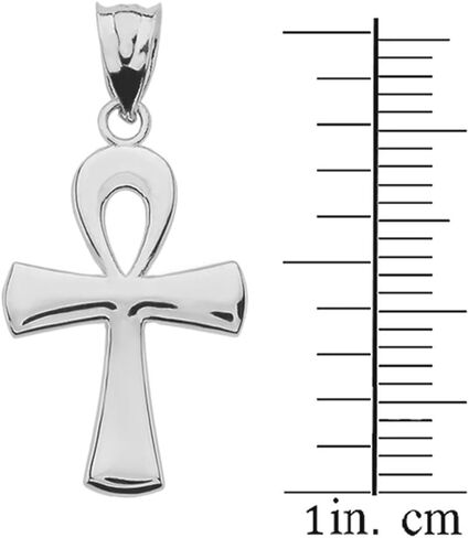 Polished 10k White Gold Egyptian Ankh Cross Charm Pendant in Saudi Arabia