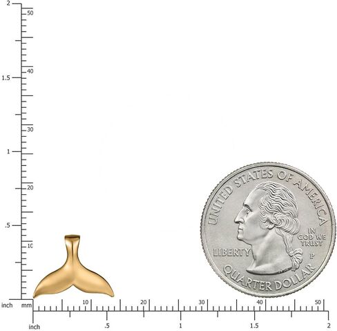 14K Solid Yellow Gold Hawaiian Heirloom Scroll Whale Tail Pendant Charm, Nickel Free Hypoallergenic for Sensitive Skin, Gift Box Included in Saudi Arabia