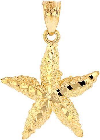 Certified 10k Yellow Gold Starfish Sea Star Charm Pendant in Kuwait