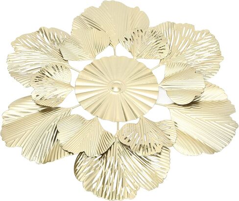 Apricot Leaf Flower Iron Wall Pendant Luxury Style Art Decoration for Study Lobby Hotel Durable Iron Material (A 46x45.5x3.5cm/18.1x17.9x1.4in) in Kuwait
