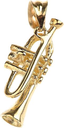 14k Yellow Gold Trumpet Music Charm Pendant in Saudi Arabia