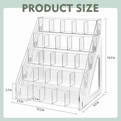 Bookmark Display Stand for 2.5''Bookmark, 5 Tier 25 Pockets Clear Acrylic Sticker Holder for Vendor Events Retail, Portable Stamp Display Shelf Rack in Saudi Arabia