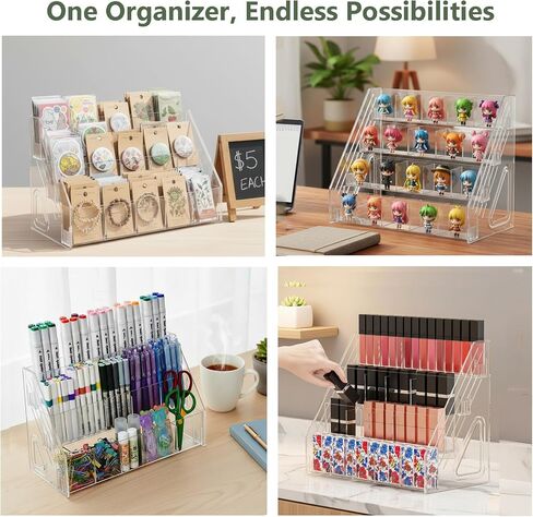 Bookmark Display Stand for 2.5''Bookmark, 5 Tier 25 Pockets Clear Acrylic Sticker Holder for Vendor Events Retail, Portable Stamp Display Shelf Rack in Saudi Arabia