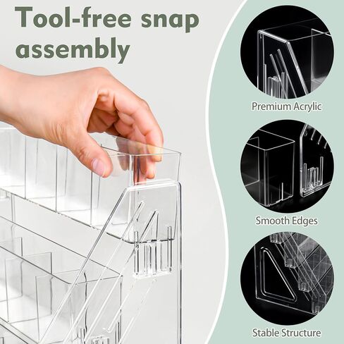 Bookmark Display Stand for 2.5''Bookmark, 5 Tier 25 Pockets Clear Acrylic Sticker Holder for Vendor Events Retail, Portable Stamp Display Shelf Rack in Saudi Arabia