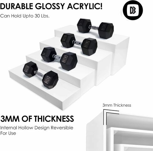 4cs Large Rectangle White Acrylic Buffet Riser Set Sizes (13" to 15") - Buffet Risers for Buffet Table, Display Stand Shelf for Catering Dessert Collectibles Jewelry Figures Show, Stackable Food Risers With Hollow Bottoms in Kuwait