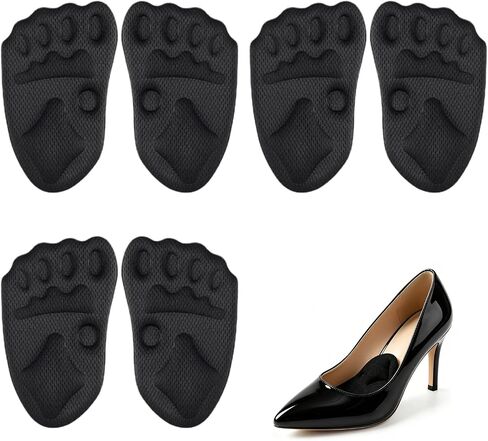 Upgraded Women Metatarsal Pads, Non-Slip Ball of Foot Cushions, Breathable Forefoot Shoe Inserts for High Heels, Soft Universal Foot Pads for Daily Party Wedding, Black 3 Pairs in Kuwait