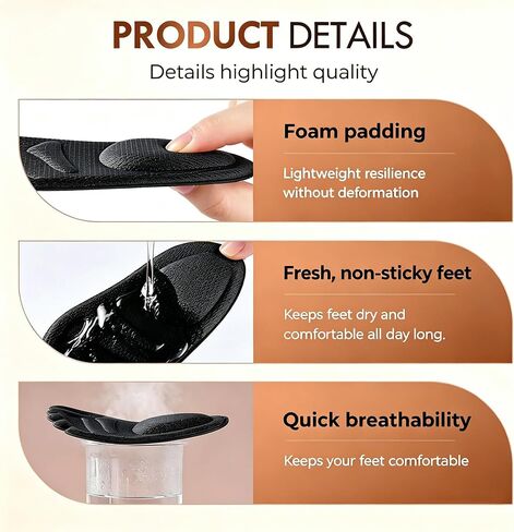 Upgraded Women Metatarsal Pads, Non-Slip Ball of Foot Cushions, Breathable Forefoot Shoe Inserts for High Heels, Soft Universal Foot Pads for Daily Party Wedding, Black 3 Pairs in Kuwait
