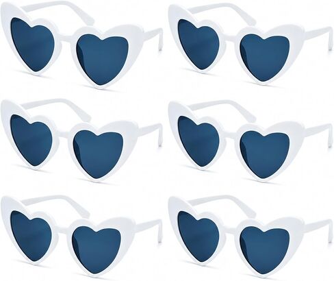 6 Pack Heart Sunglasses - Pink Frame Grey Lens Retro Party Glasses for Adults Men Women for Photo Booth in Saudi Arabia