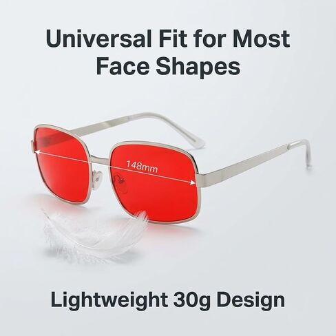 2 Pairs Red and Black Lens Sunglasses for Men Women Retro Square Metal Frame Tinted HD Lenses Vintage Eyewear for 90s Movie Cosplay and Halloween Costume (Red&Black) in Kuwait