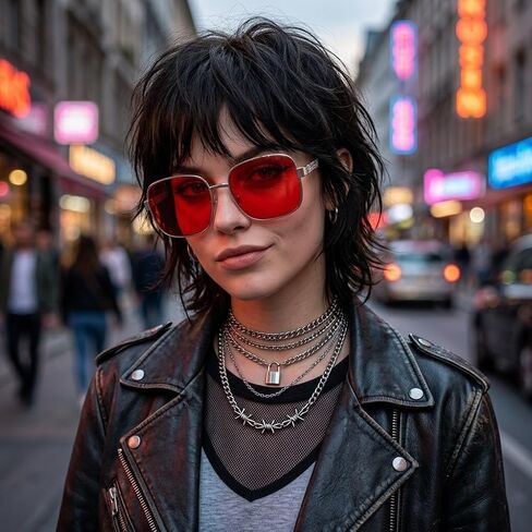 2 Pairs Red and Black Lens Sunglasses for Men Women Retro Square Metal Frame Tinted HD Lenses Vintage Eyewear for 90s Movie Cosplay and Halloween Costume (Red&Black) in Kuwait