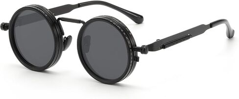 Steampunk Sunglasses for Men & Women, Adjustable Tint Round Metal Frame, Retro Gothic Bohemian Fashion Eyewear in Kuwait