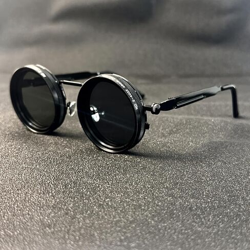 Steampunk Sunglasses for Men & Women, Adjustable Tint Round Metal Frame, Retro Gothic Bohemian Fashion Eyewear in Kuwait