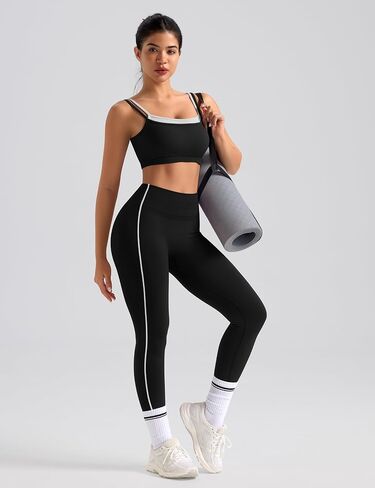 TDIFFUN Workout Sets for Women 2 Piece Seamless Scrunch Butt Lifting Leggings Padded Sports Bra Matching Set Gym Yoga Outfits in Kuwait