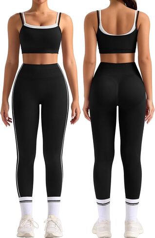 TDIFFUN Workout Sets for Women 2 Piece Seamless Scrunch Butt Lifting Leggings Padded Sports Bra Matching Set Gym Yoga Outfits in Kuwait