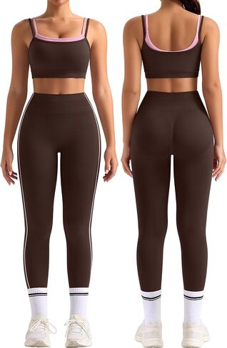 TDIFFUN Workout Sets for Women 2 Piece Seamless Scrunch Butt Lifting Leggings Padded Sports Bra Matching Set Gym Yoga Outfits in Kuwait