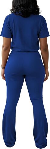 Ulovmi Two Piece Outfits For Women Short Sleeve Top Flared Pants Tracksuit Jogger Set in Kuwait