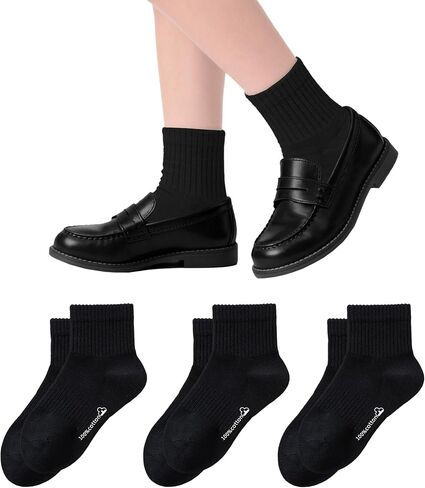 Unisex Kids Athletic Crew Dress Socks Boys Girls Cotton School Uniform Socks for Girls Casual Basic Socks 3 Pairs in Kuwait