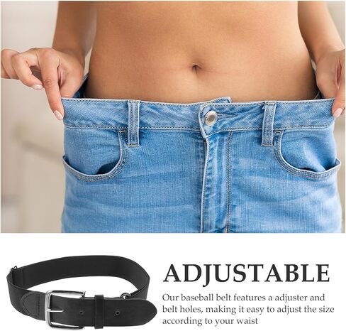 Baseball Belt for Men and Youth Black Elastic Pu Softball Belt with Adjustable Stretch Waist for Outdoor Team Activities in Kuwait