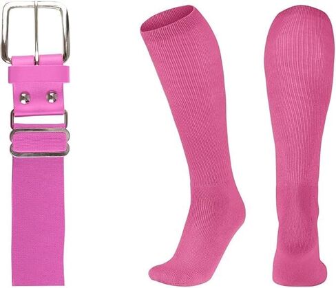 CHAMPRO Baseball Belt and Socks Combo Adjustable Baseball/Softball Belt for Youth, Boys, Girls, and Adult (Pink - Combo, X-Small) in Kuwait