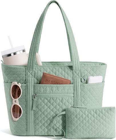 Bagstellar Quilted Tote Bag for Women, Puffer Cotton Work Tote Teacher Nurse Shoulder Bag Handbag for School, Travel, Nursing in Kuwait