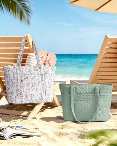 Bagstellar Quilted Tote Bag for Women, Puffer Cotton Work Tote Teacher Nurse Shoulder Bag Handbag for School, Travel, Nursing in Kuwait