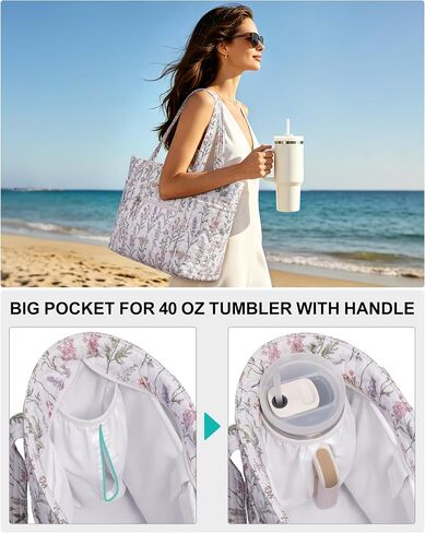 Bagstellar Quilted Tote Bag for Women, Puffer Cotton Work Tote Teacher Nurse Shoulder Bag Handbag for School, Travel, Nursing in Kuwait