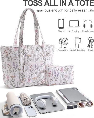 Bagstellar Quilted Tote Bag for Women, Puffer Cotton Work Tote Teacher Nurse Shoulder Bag Handbag for School, Travel, Nursing in Kuwait