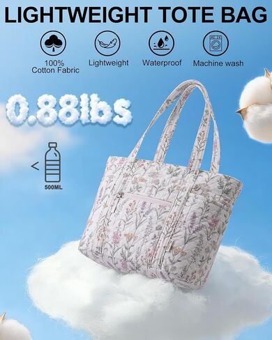 Bagstellar Quilted Tote Bag for Women, Puffer Cotton Work Tote Teacher Nurse Shoulder Bag Handbag for School, Travel, Nursing in Kuwait