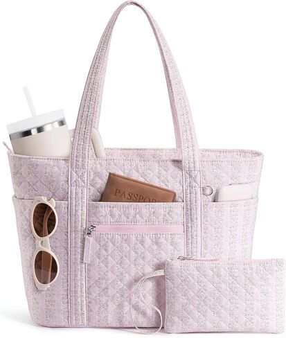 Bagstellar Quilted Tote Bag for Women, Puffer Cotton Work Tote Teacher Nurse Shoulder Bag Handbag for School, Travel, Nursing in Kuwait