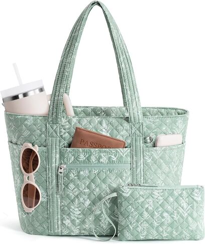 Bagstellar Quilted Tote Bag for Women, Puffer Cotton Work Tote Teacher Nurse Shoulder Bag Handbag for School, Travel, Nursing in Kuwait