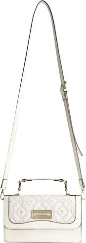 True Religion Women's Crossbody Bag, Mini Adjustable Shoulder Handbag Flap Purse with Studded Design, White in Kuwait