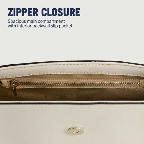 True Religion Women's Crossbody Bag, Mini Adjustable Shoulder Handbag Flap Purse with Studded Design, White in Kuwait