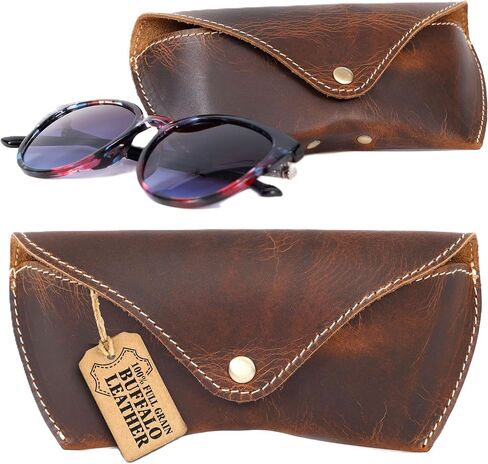 Sunglasses Case Genuine Eyeglass Holder Reading Glasses Protector Vintage Eyewear Storage for Men and Women in Saudi Arabia