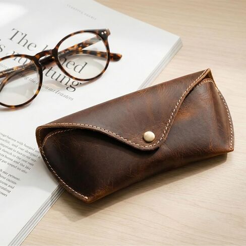 Sunglasses Case Genuine Eyeglass Holder Reading Glasses Protector Vintage Eyewear Storage for Men and Women in Saudi Arabia