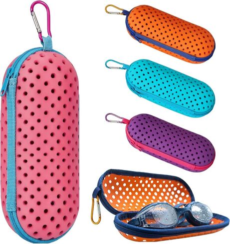 4 PCS Swim Goggle Case For Swimming Goggles, Silicone Protective Cases with Drain Hole Zipper with Clip in Saudi Arabia