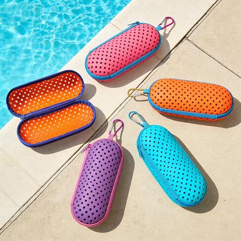4 PCS Swim Goggle Case For Swimming Goggles, Silicone Protective Cases with Drain Hole Zipper with Clip in Saudi Arabia