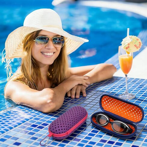 4 PCS Swim Goggle Case For Swimming Goggles, Silicone Protective Cases with Drain Hole Zipper with Clip in Saudi Arabia