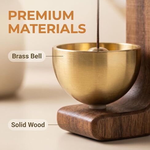 Magnetic Door Chime Brass Bell for Door Opening - Solid Wood Shopkeepers Bell - Easy Install Decorative Doorbell for Home, Store, Fridge - Pleasant Sound Entrance Alert & Unique Gift in Kuwait